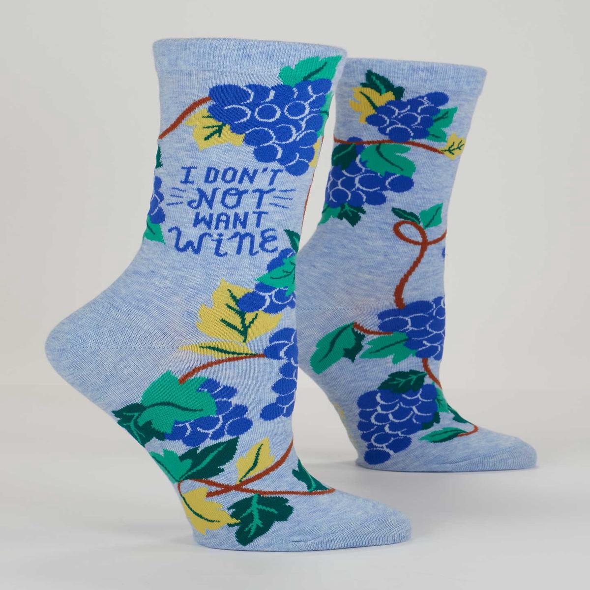 Blue Q - Women's Crew Socks - I Don't NOT Want Wine