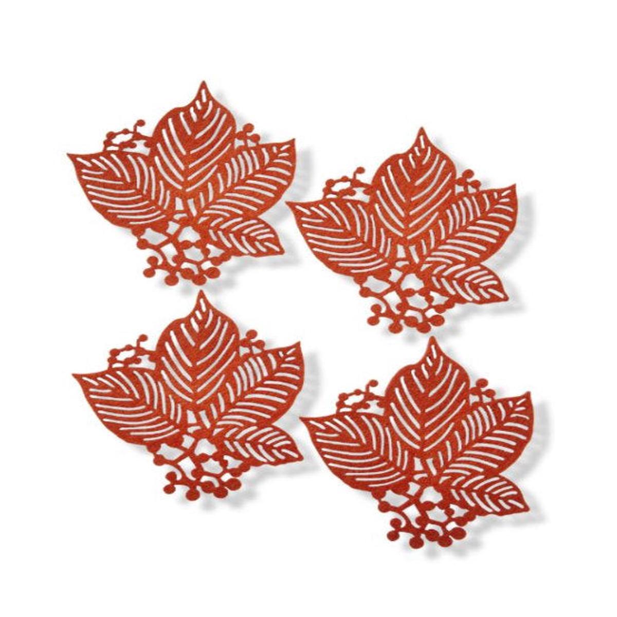 Terracotta Leaf Berry Coasters s/4