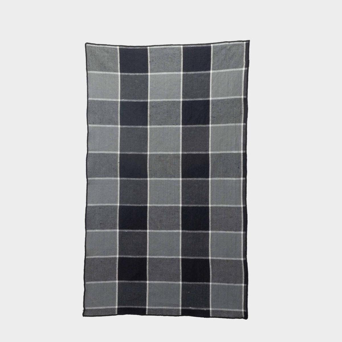French Linen Kitchen Towel in Windowpane Plaid 8211 Black Black