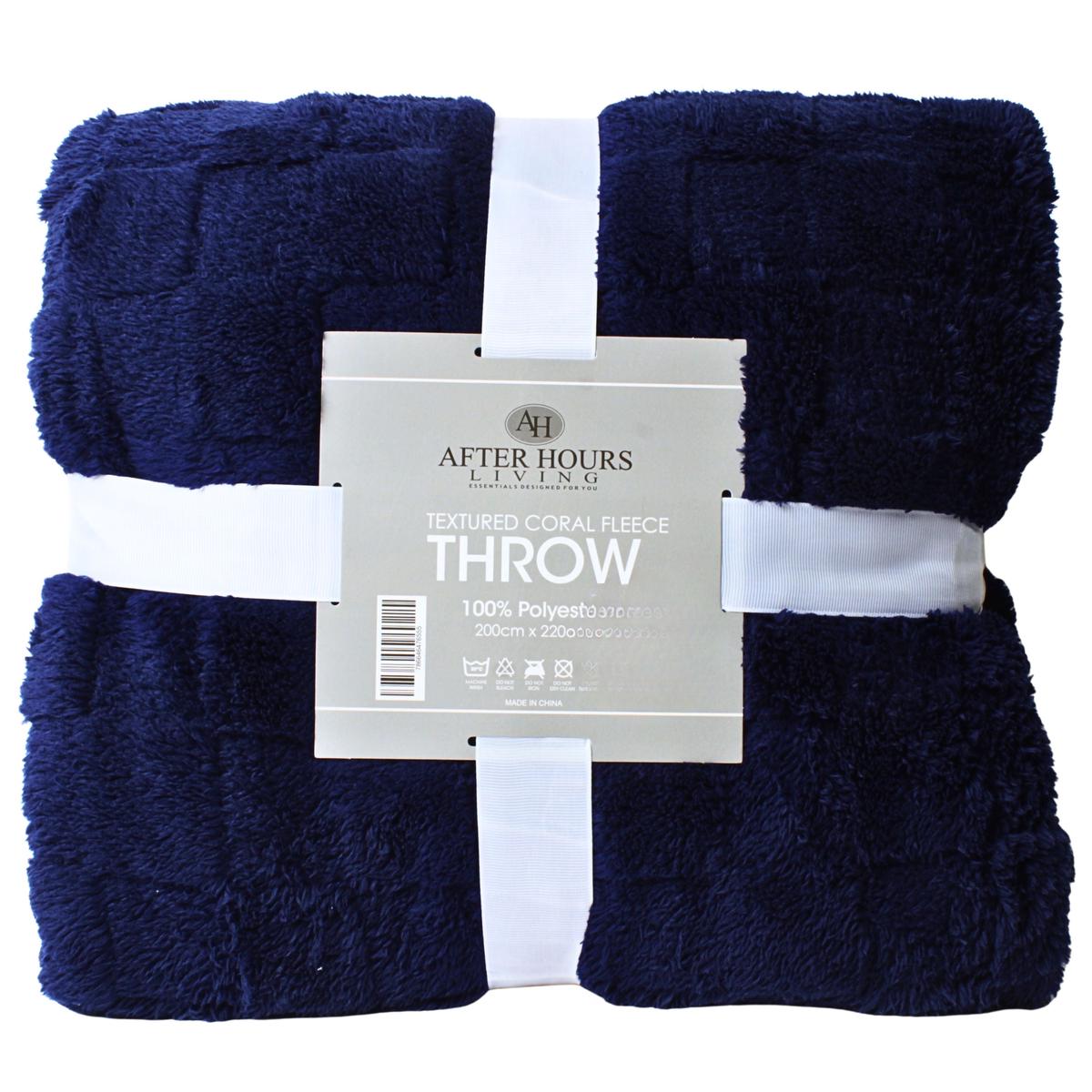 THROW TEXTURE CORAL FLEECE NAVY A