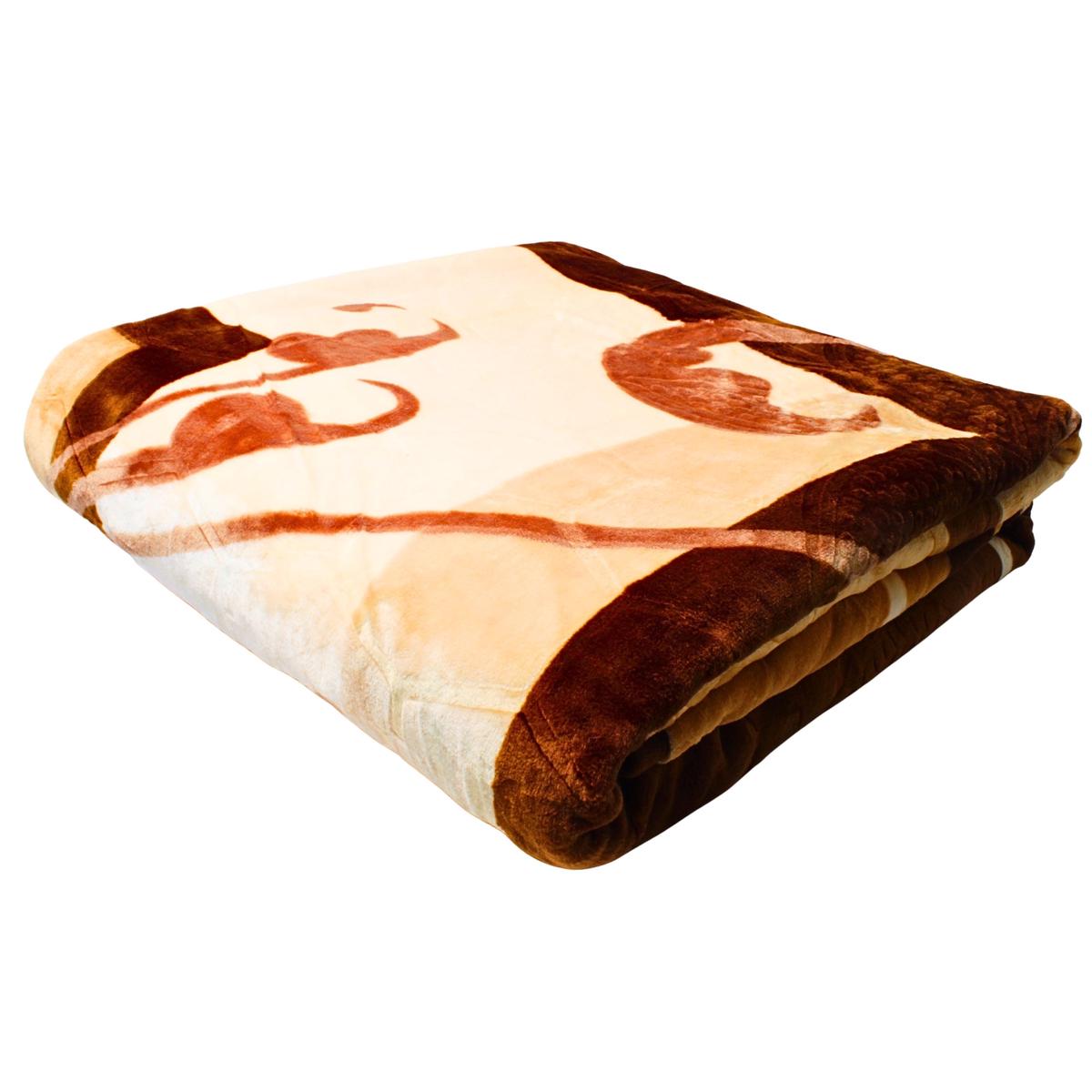 Blanket Snug Print Brown Double