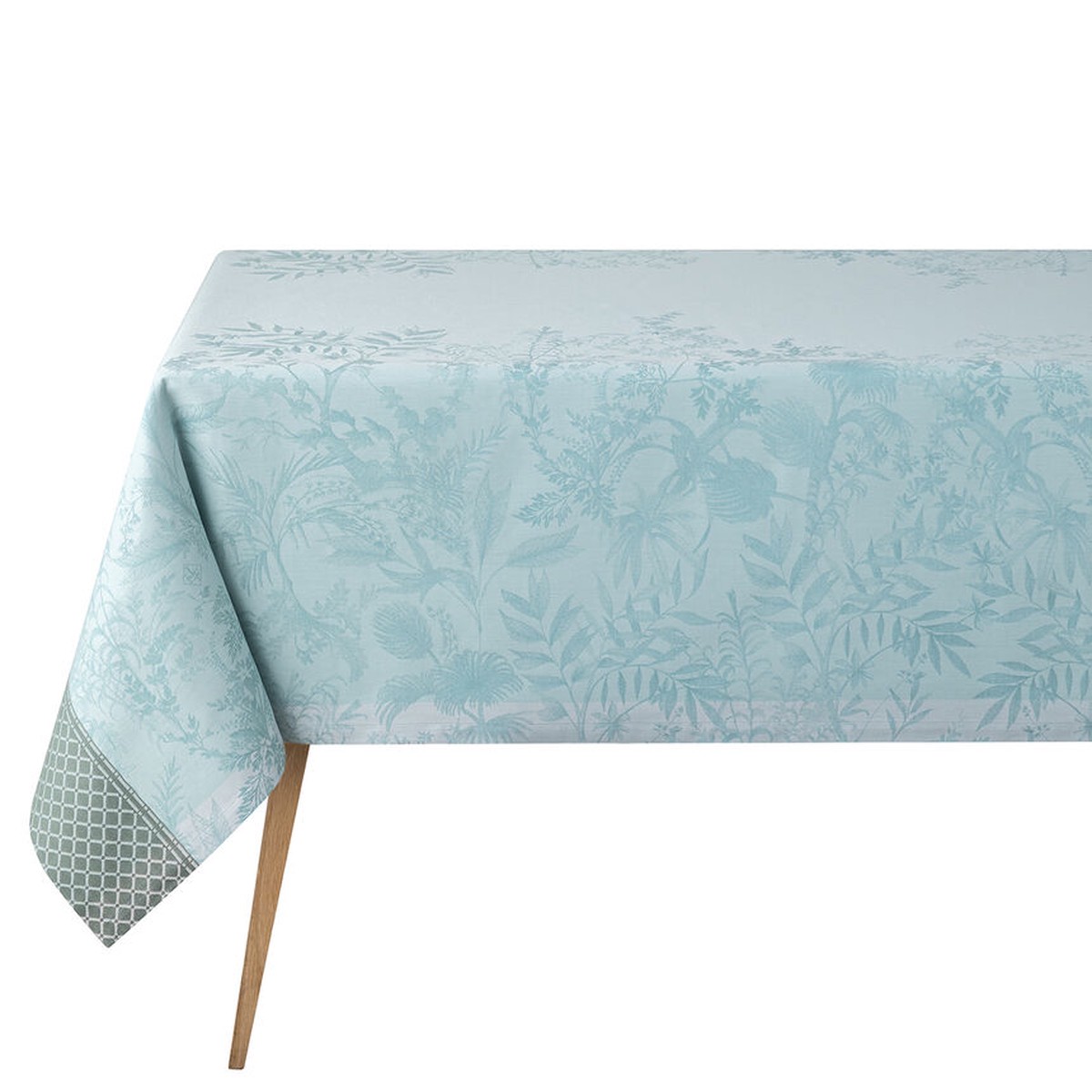 Le Jacquard Franais - Cotton Tablecloth (69" x 98") - Jardin D'eden Blue