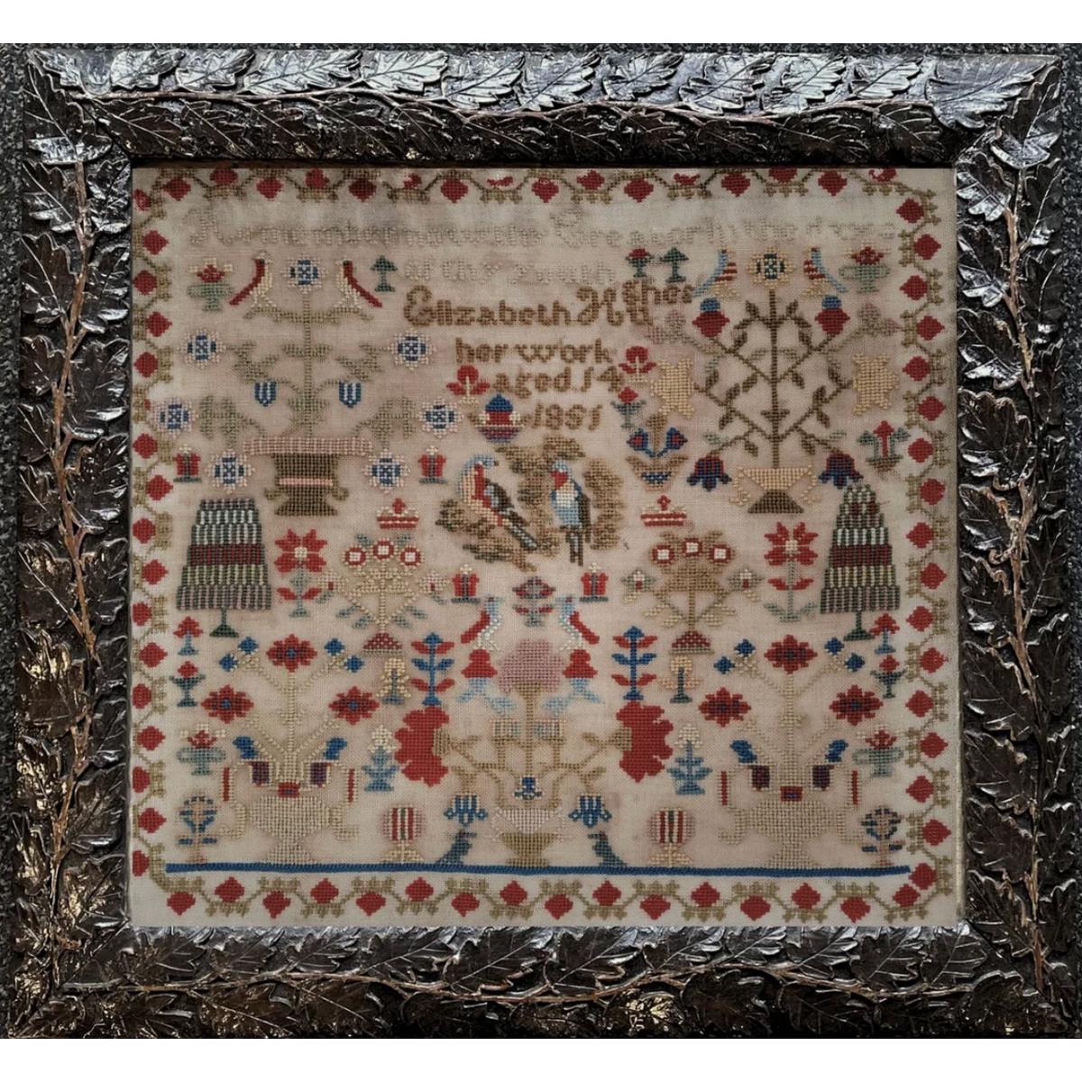 The Wishing Thorn | Elizabeth Hughes 1851 Reproduction Sampler