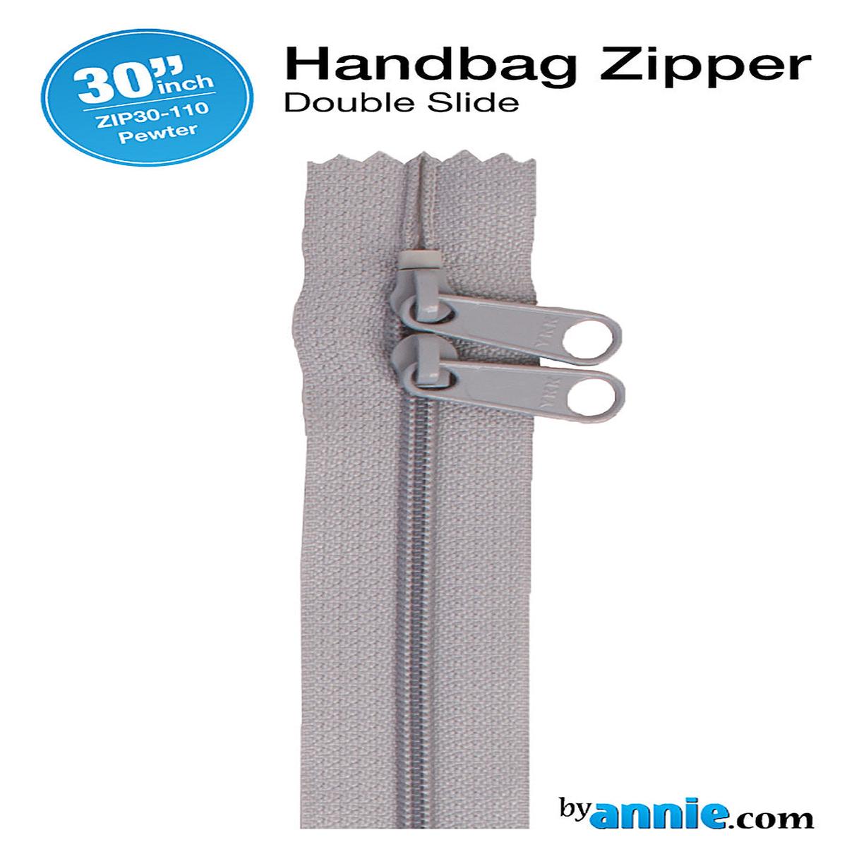 30 Inch Double Slide Nylon Coil Zipper #4.5 from By Annie - Pewter