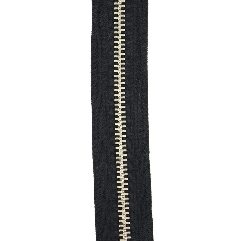 #5 Black, YKK Metal Chain Narrow Zipper Tape with Solid Nickel Teeth