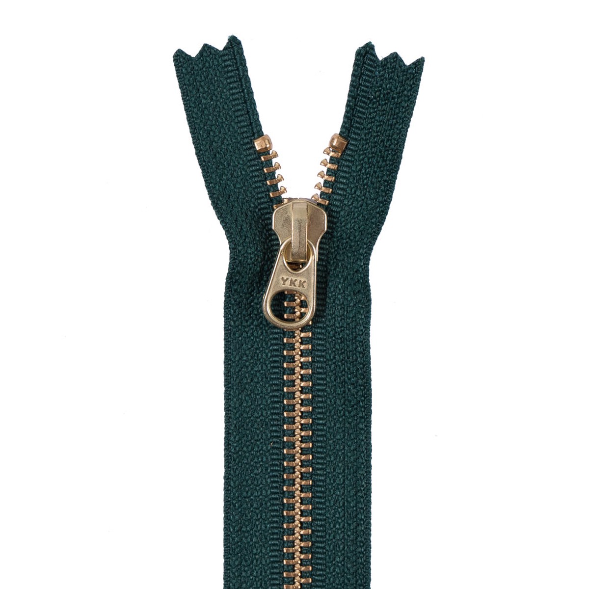 Metal Zipper with Gold Pull and Teeth 45 - Emerald