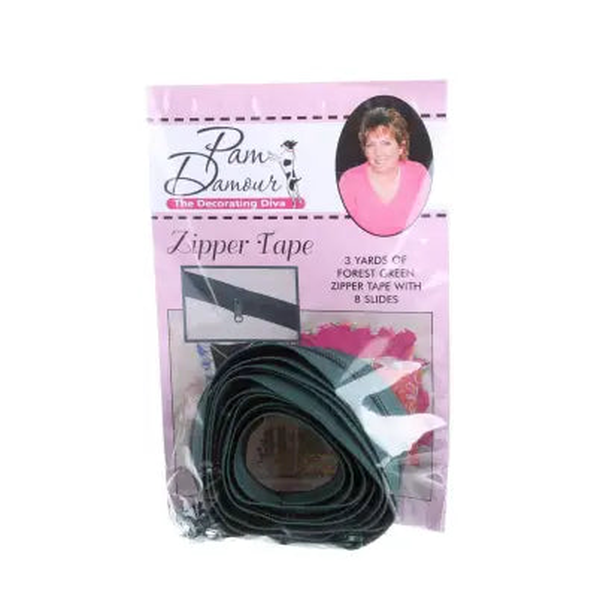 3 yards of Reversible Coil Zipper Tape with 8 Slides Forest