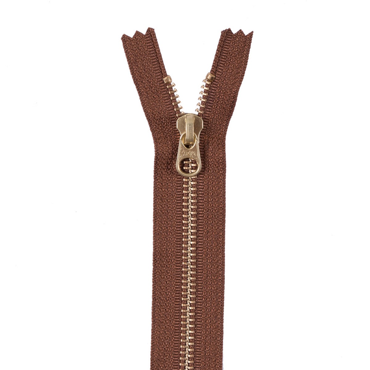 Metal Zipper with Gold Pull and Teeth 6 - Toffee Brown