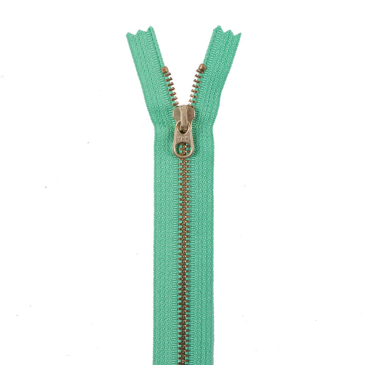 Metal Zipper with Gold Pull and Teeth 8" - Bright Green