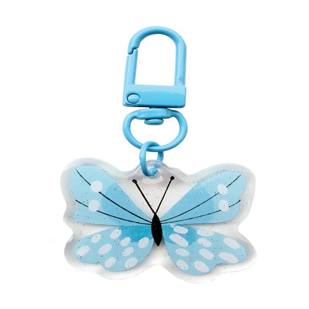 Zipper Glitter Charm Blue Butterfly 1.5"x3" Lizzy House LH-LOVEZ001 1