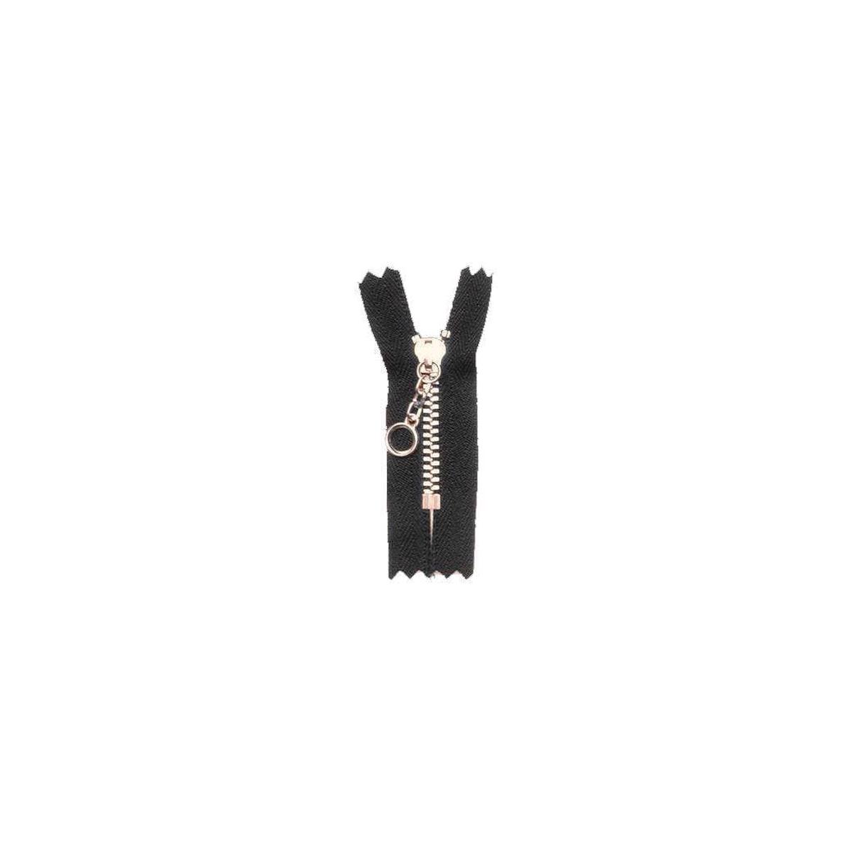 #3 Metal, Black, 7" YKK Closed End Handbag Zipper with Brass Teeth