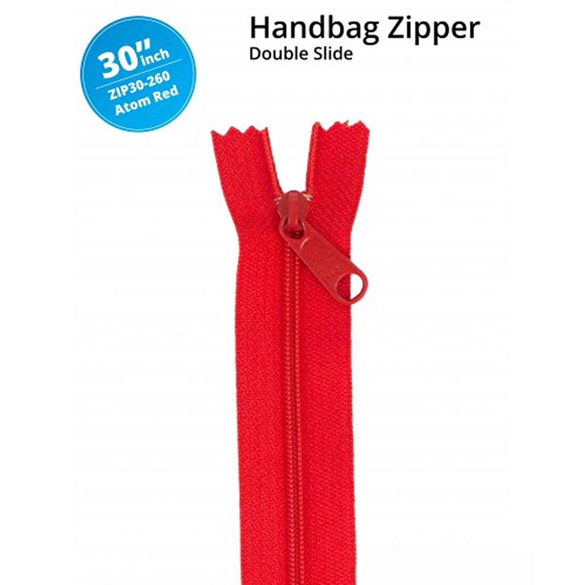 30" wide Handbag Zipper - Atom Red
