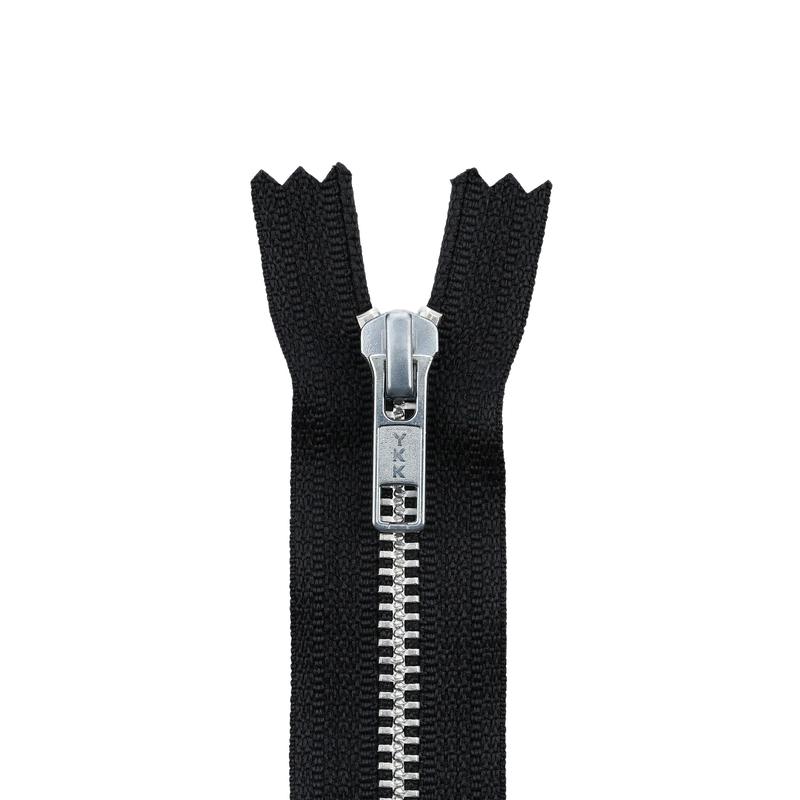 #6 Metal, Black, 8" YKK Closed End Zipper with Aluminum Teeth