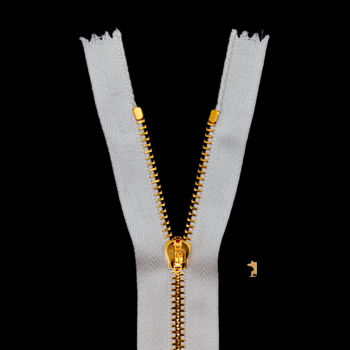 Mood Exclusive Italian Off-White and Gold T3 Closed End Metal Zipper - 9"
