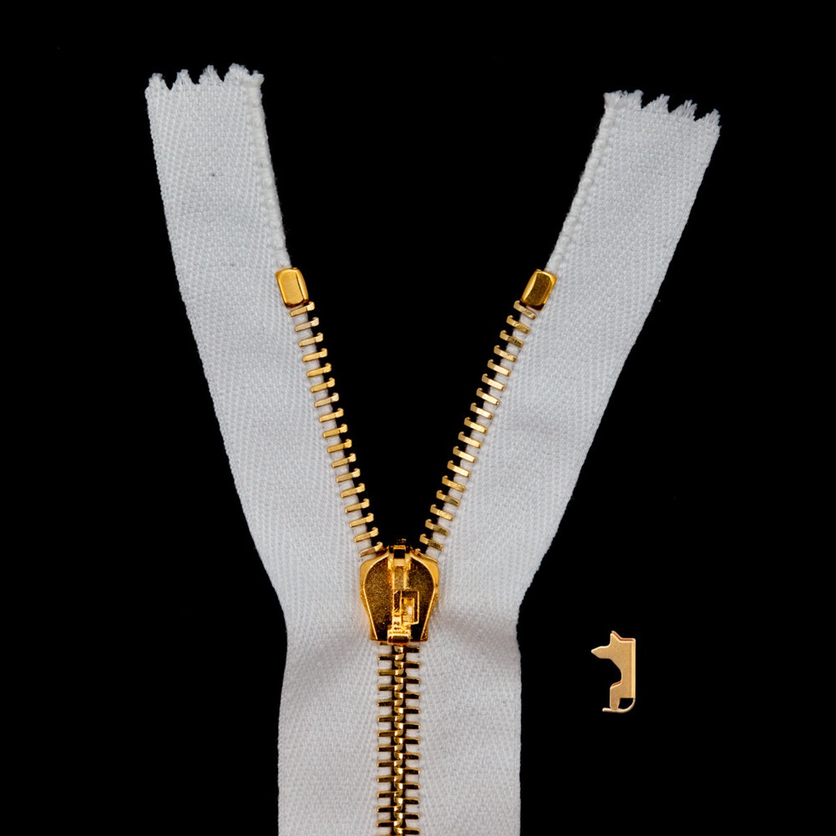 Mood Exclusive Italian Off-White and Gold T5 Closed End Metal Zipper - 9