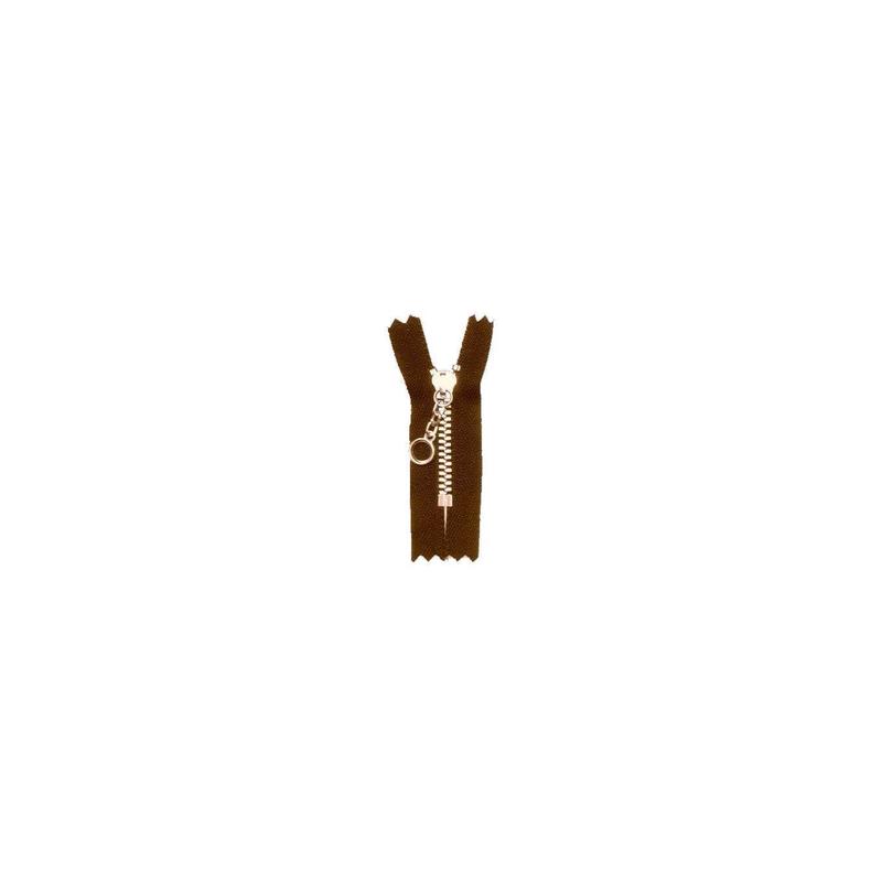 #3 Metal, Brown 12" YKK Closed End Handbag Zipper with Brass Teeth