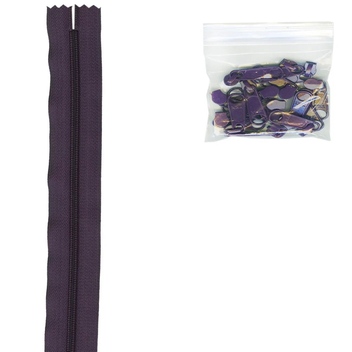 4 yards of 16mm 45 Zipper Chain and 16 Ex-Large Eggplant