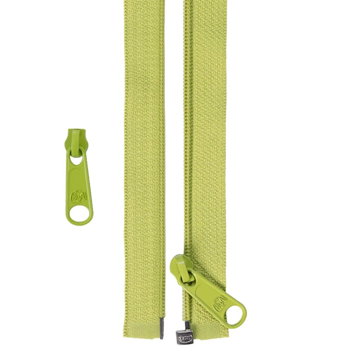 50 Inch Separating Nylon Coil Zipper with Extra Slide #4.5 from By Annie - Apple Green