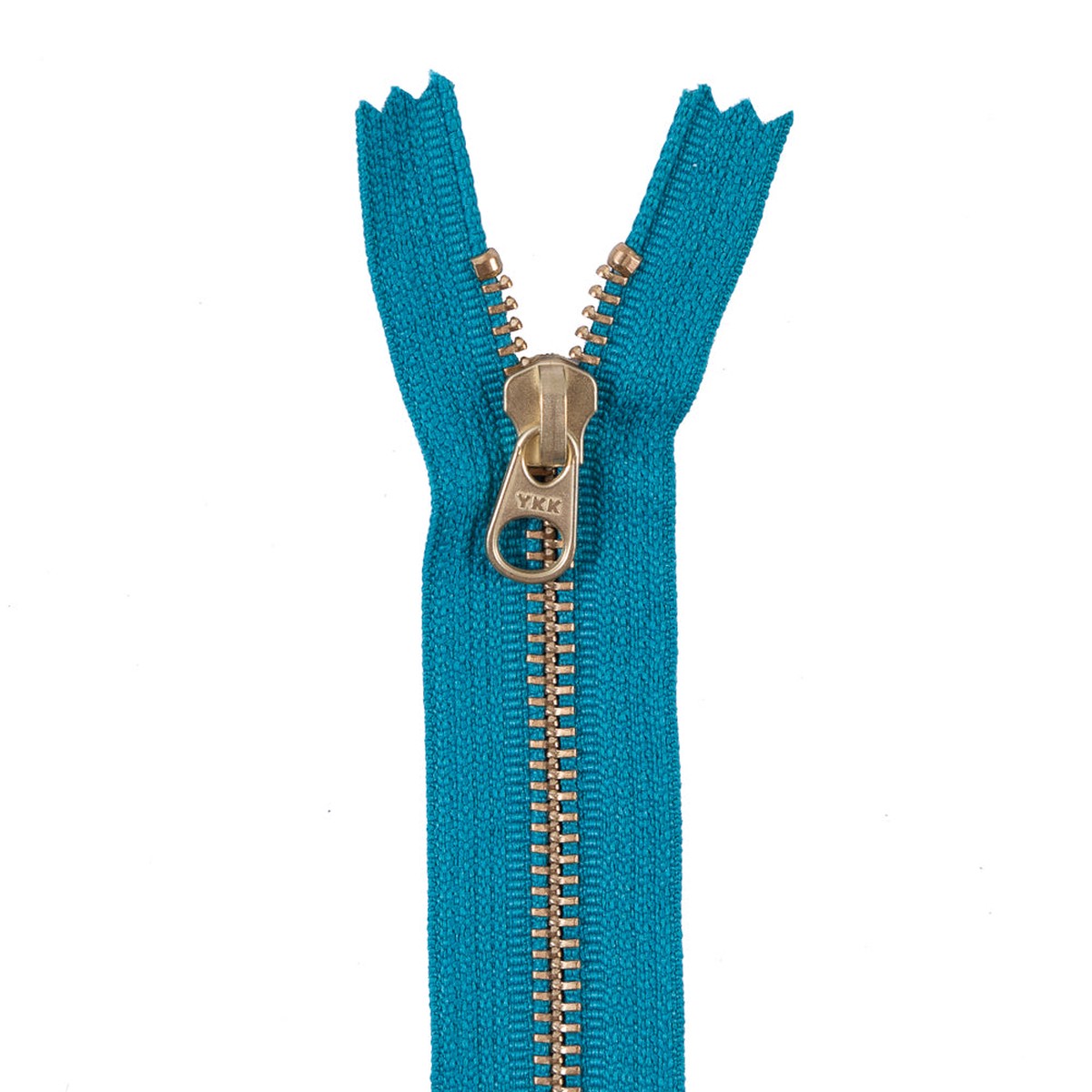 Metal Zipper with Gold Pull and Teeth 45 - Turquoise