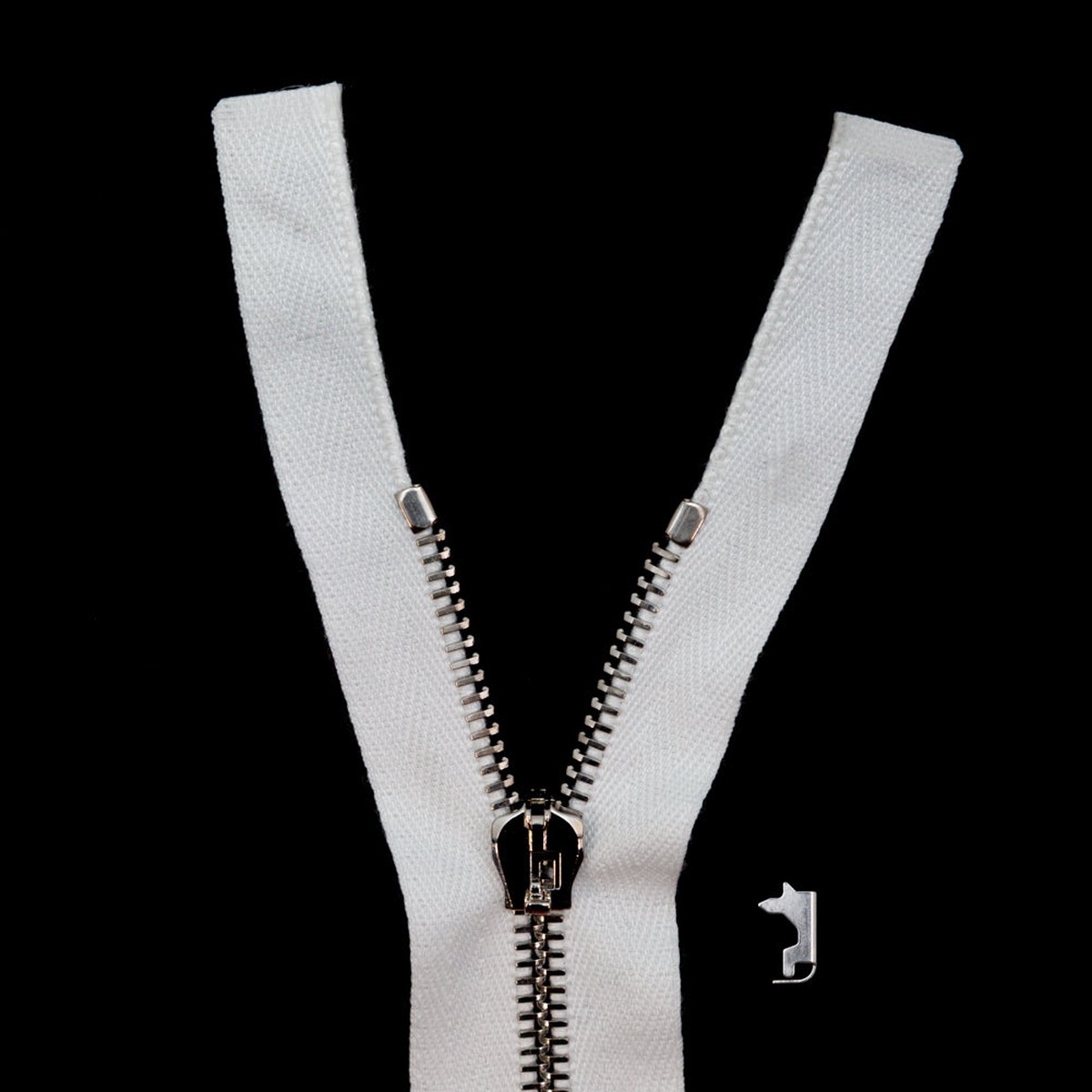 Mood Exclusive Italian Off-White and Silver T5 Open End Metal Zipper - 275