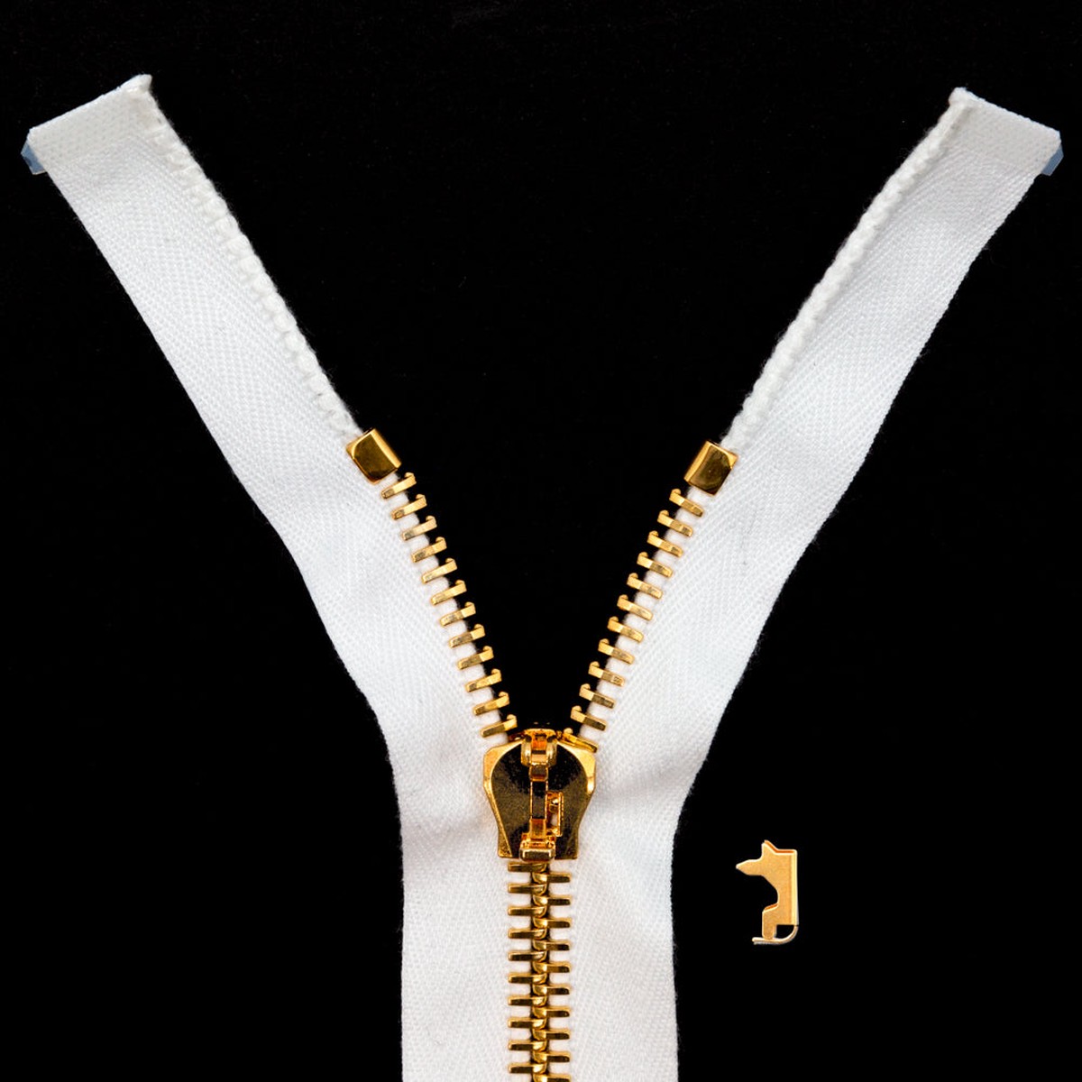 Mood Exclusive Italian White and Gold T8 Open End Metal Zipper - 275