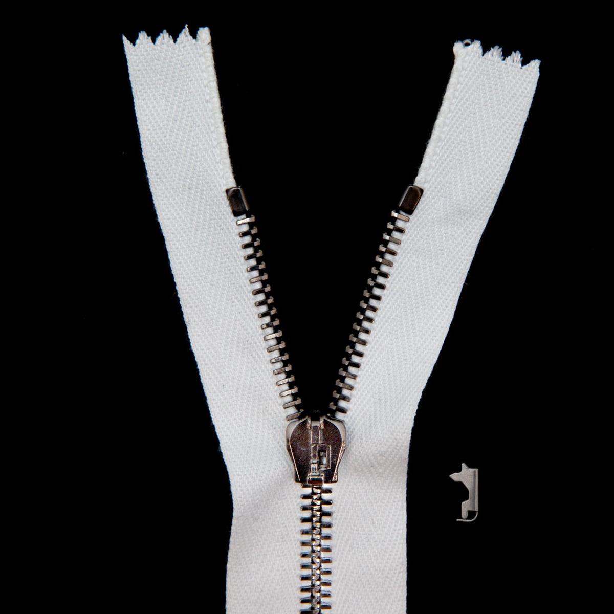 Mood Exclusive Italian White and Gunmetal T5 Closed End Metal Zipper - 9"