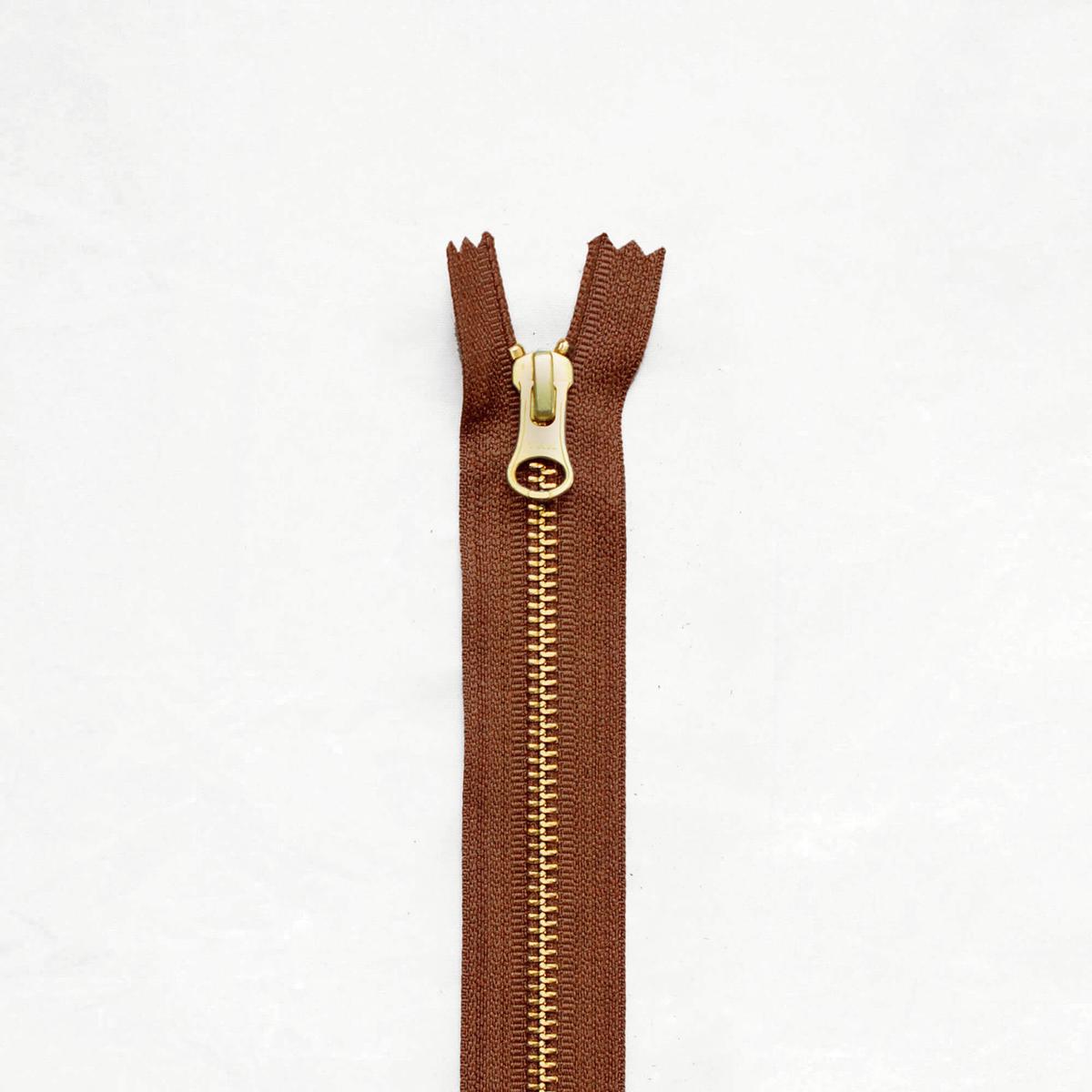 14" Brass Zipper - Field Tan