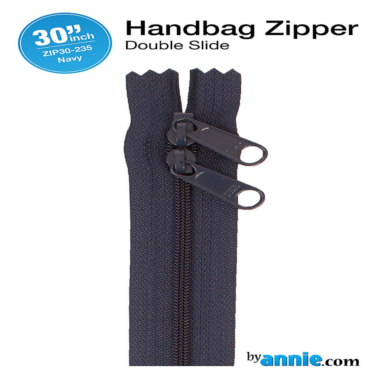 30 Inch Double Slide Nylon Coil Zipper #4.5 from By Annie - Navy