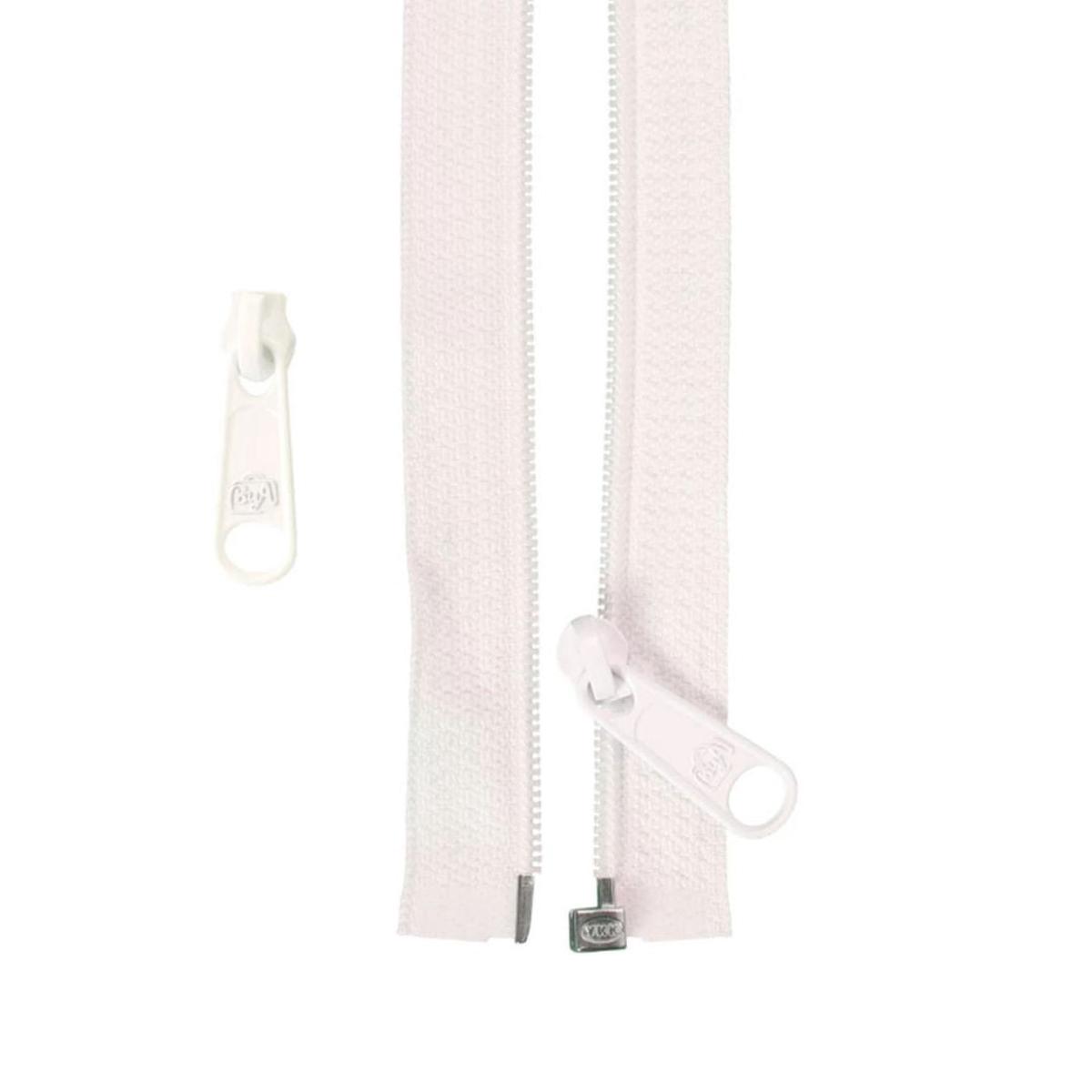 50" Separating Zipper - White