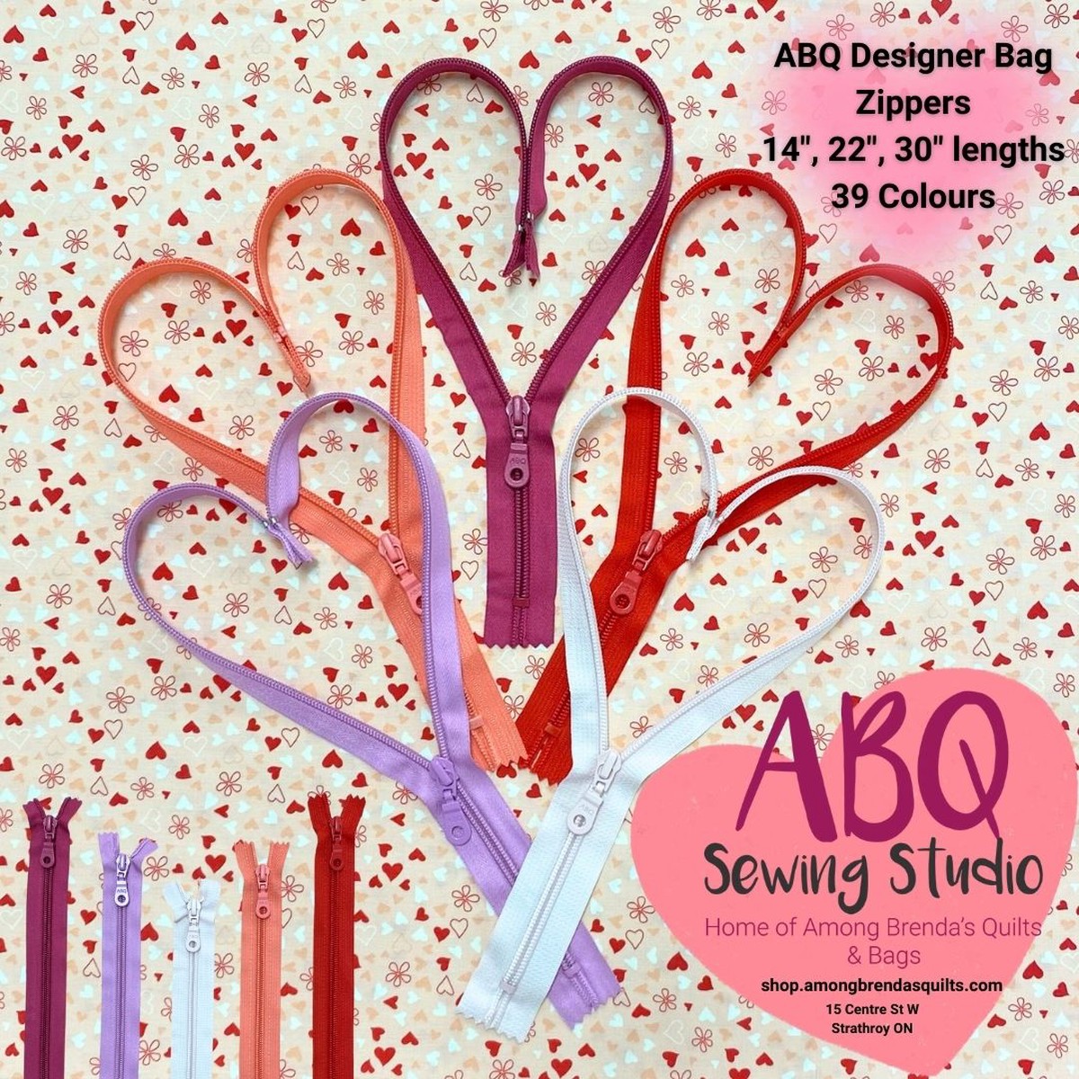 ABQ Bag Zippers 14 inch Single Pull
