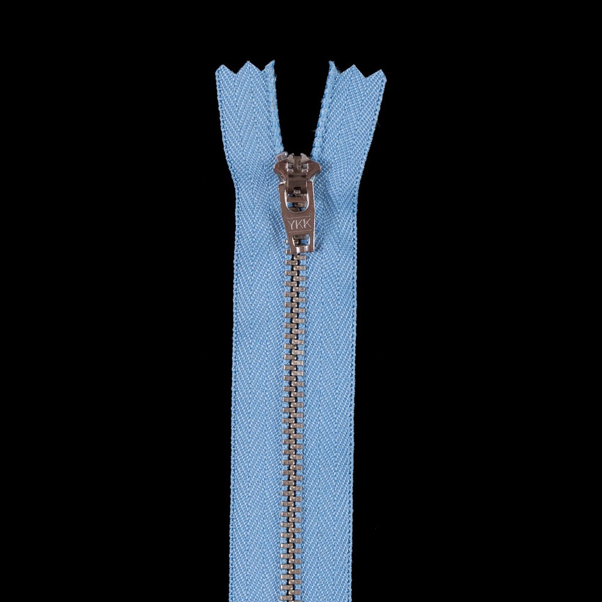 Blue Metal Zipper with Silver Pull and Teeth - 45