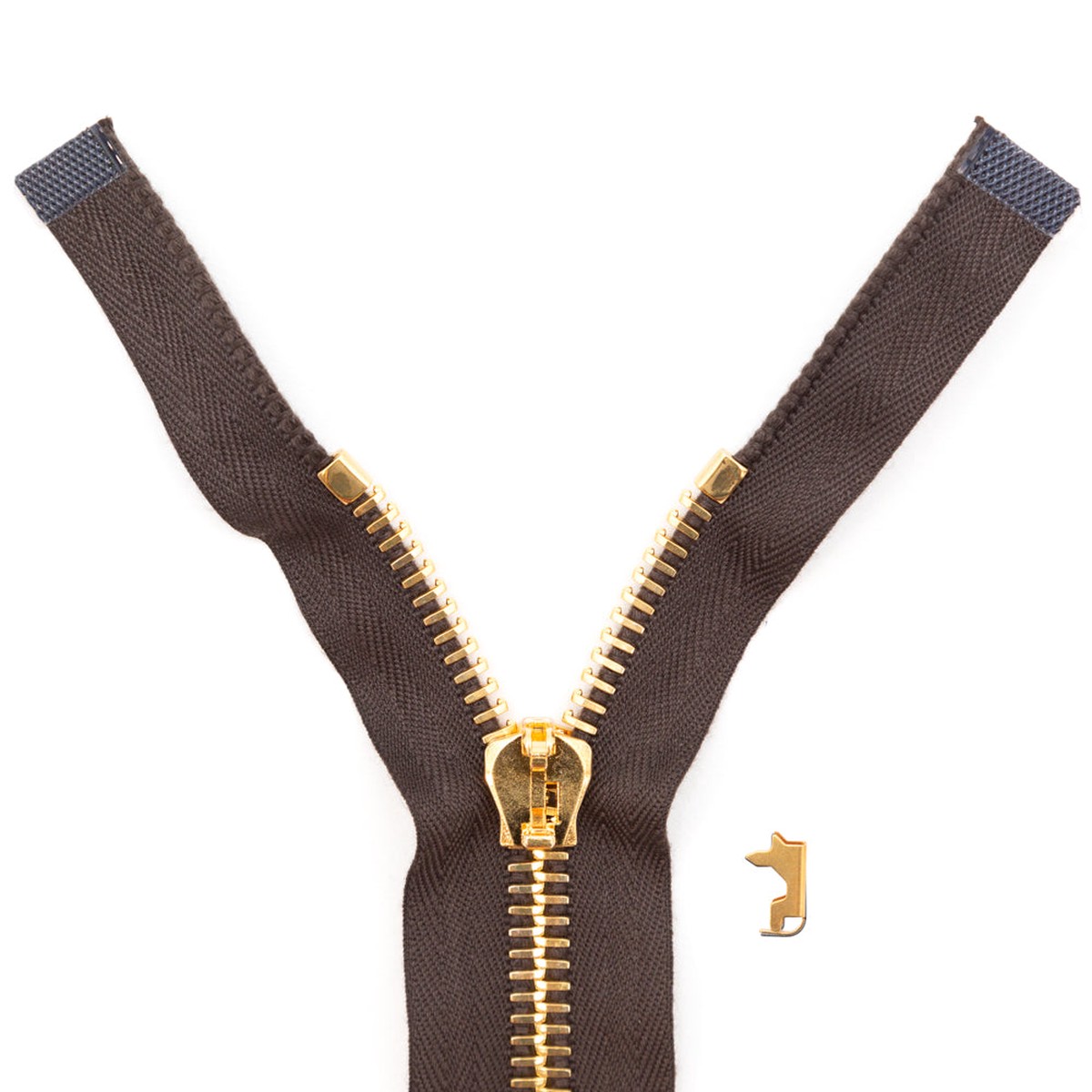 Mood Exclusive Italian Brown and Gold T8 Open End Metal Zipper - 275