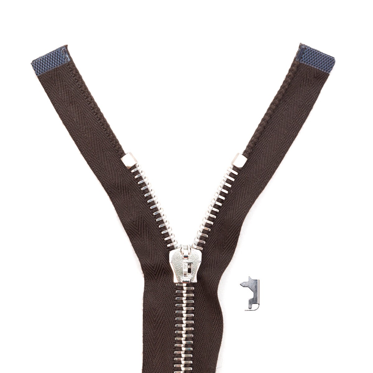 Mood Exclusive Italian Brown and Silver T8 Open End Metal Zipper - 275