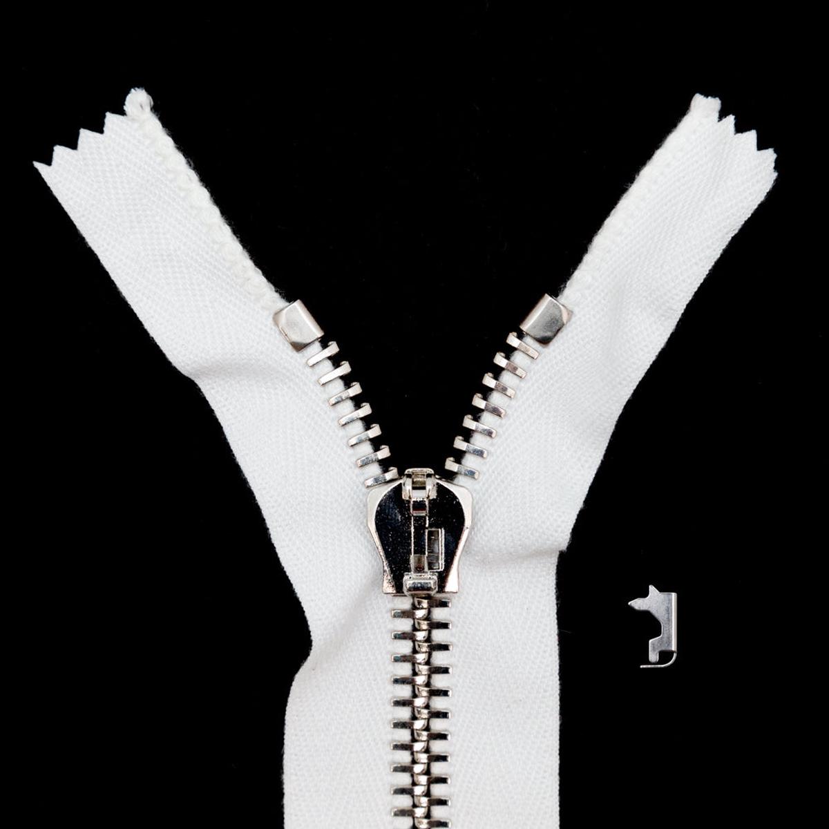 Mood Exclusive Italian Off-White and Silver T8 Closed End Metal Zipper - 9"