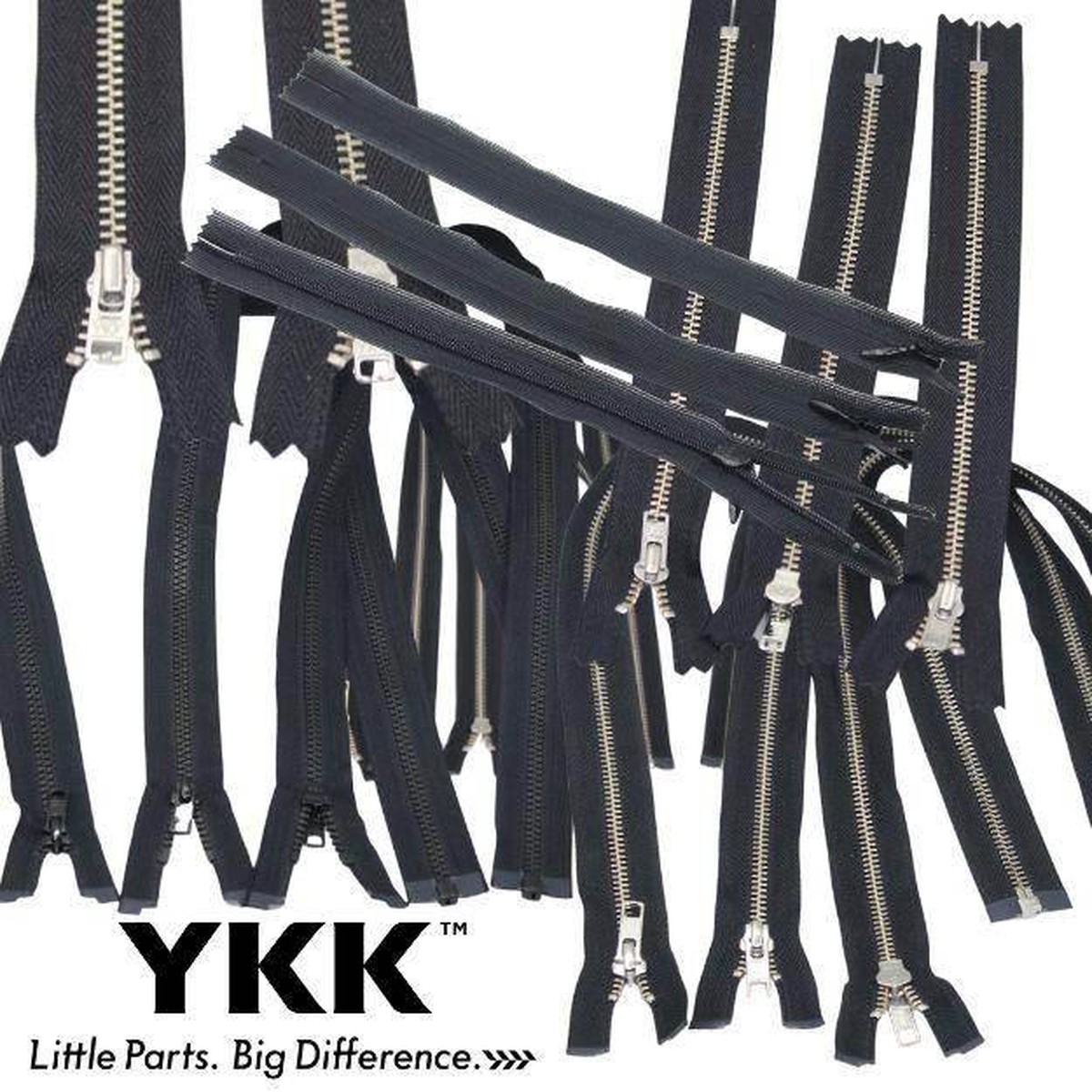 Set of 3 Black YKK Zippers Various Styles & Sizes