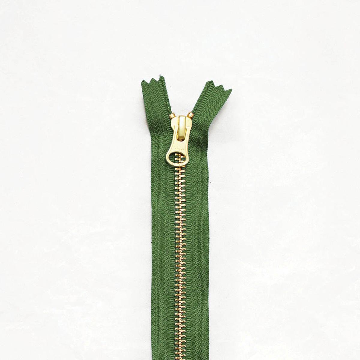 8" Brass Zipper - Spring Green