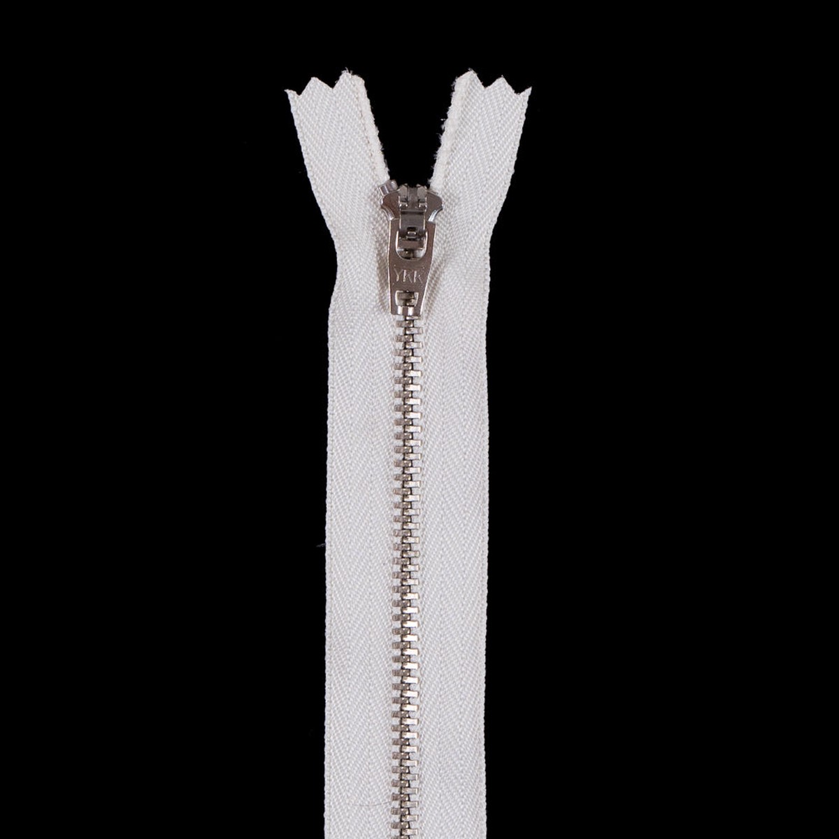 Light Beige Metal Zipper with Silver Pull and Teeth - 55