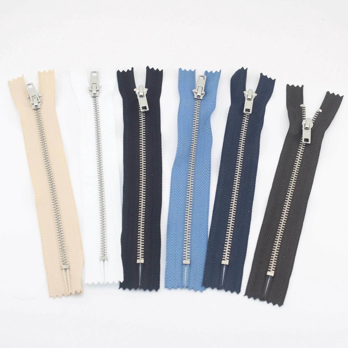 Set of 4 Metal Trouser Zippers 1218cm Various Colours