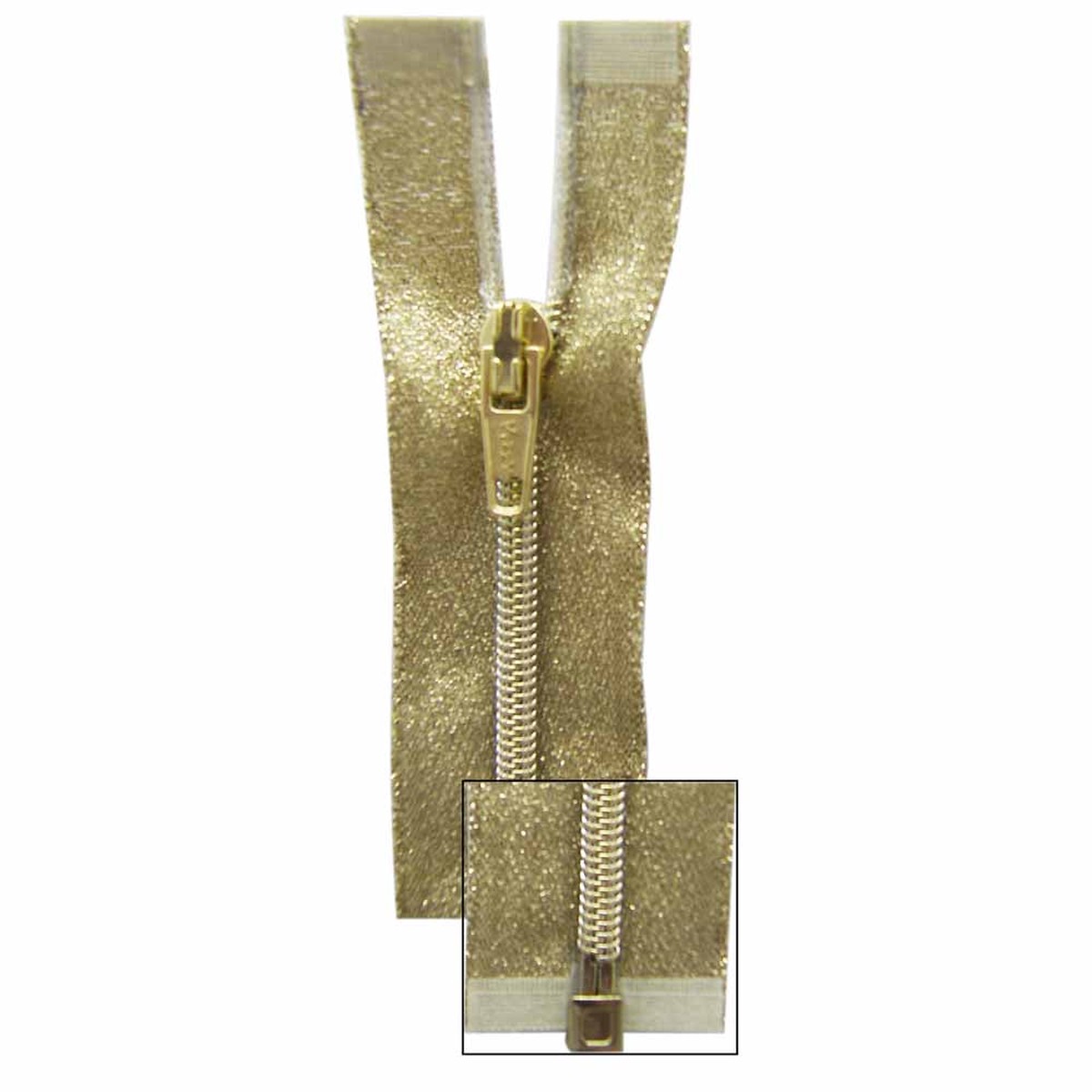 Zipper, VIZZY, Metallic One-Way Separating Zipper 35cm (14) - Metallic Gold
