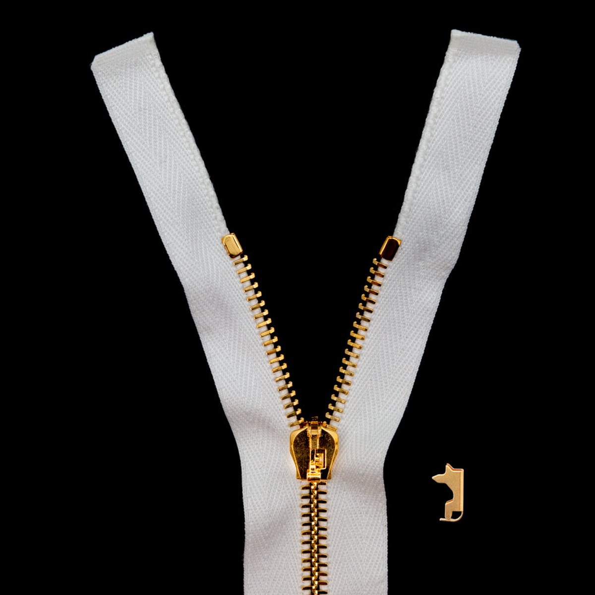 Mood Exclusive Italian Off-White and Gold T5 Open End Metal Zipper - 275