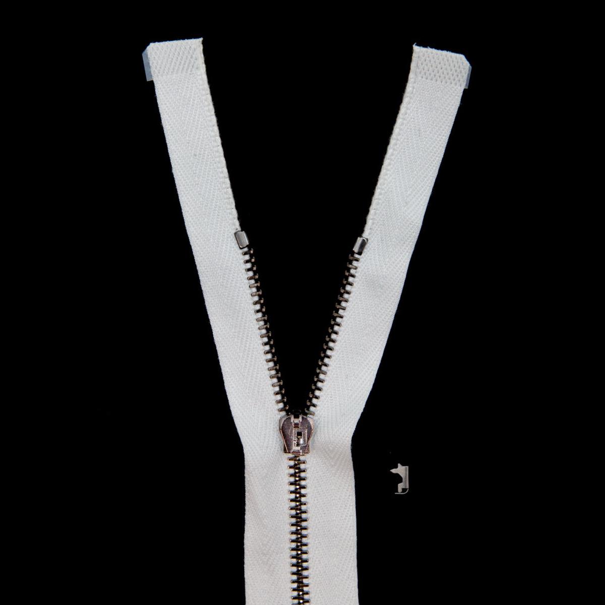 Mood Exclusive Italian Off-White and Gunmetal T3 Open End Metal Zipper - 27.5"
