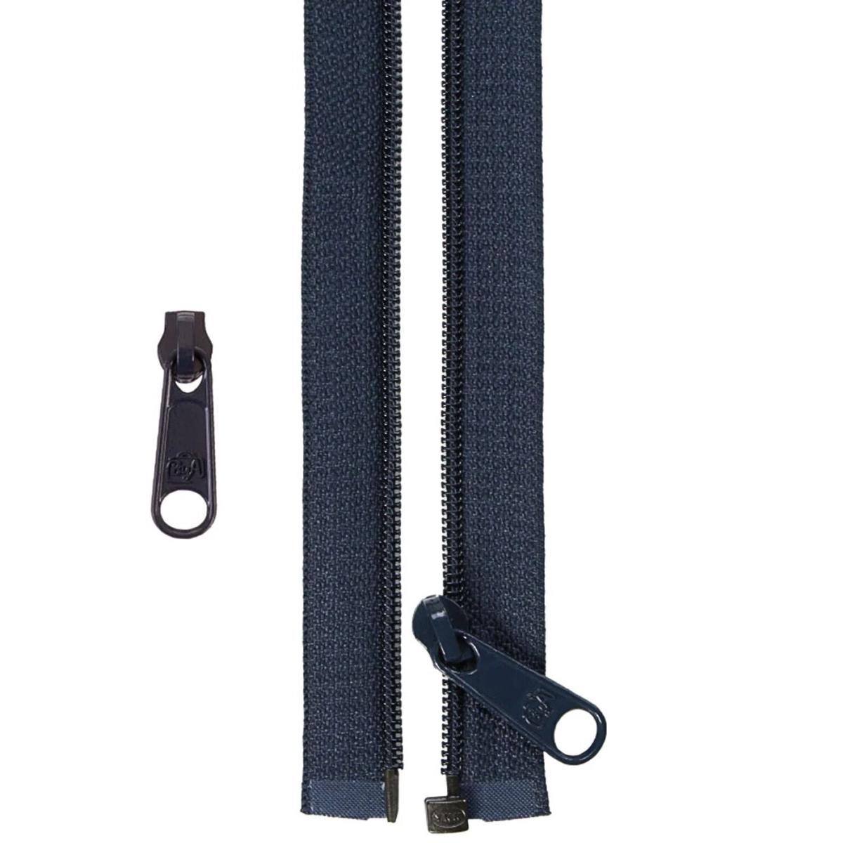 50 Inch Separating Nylon Coil Zipper with Extra Slide #4.5 from By Annie - Navy