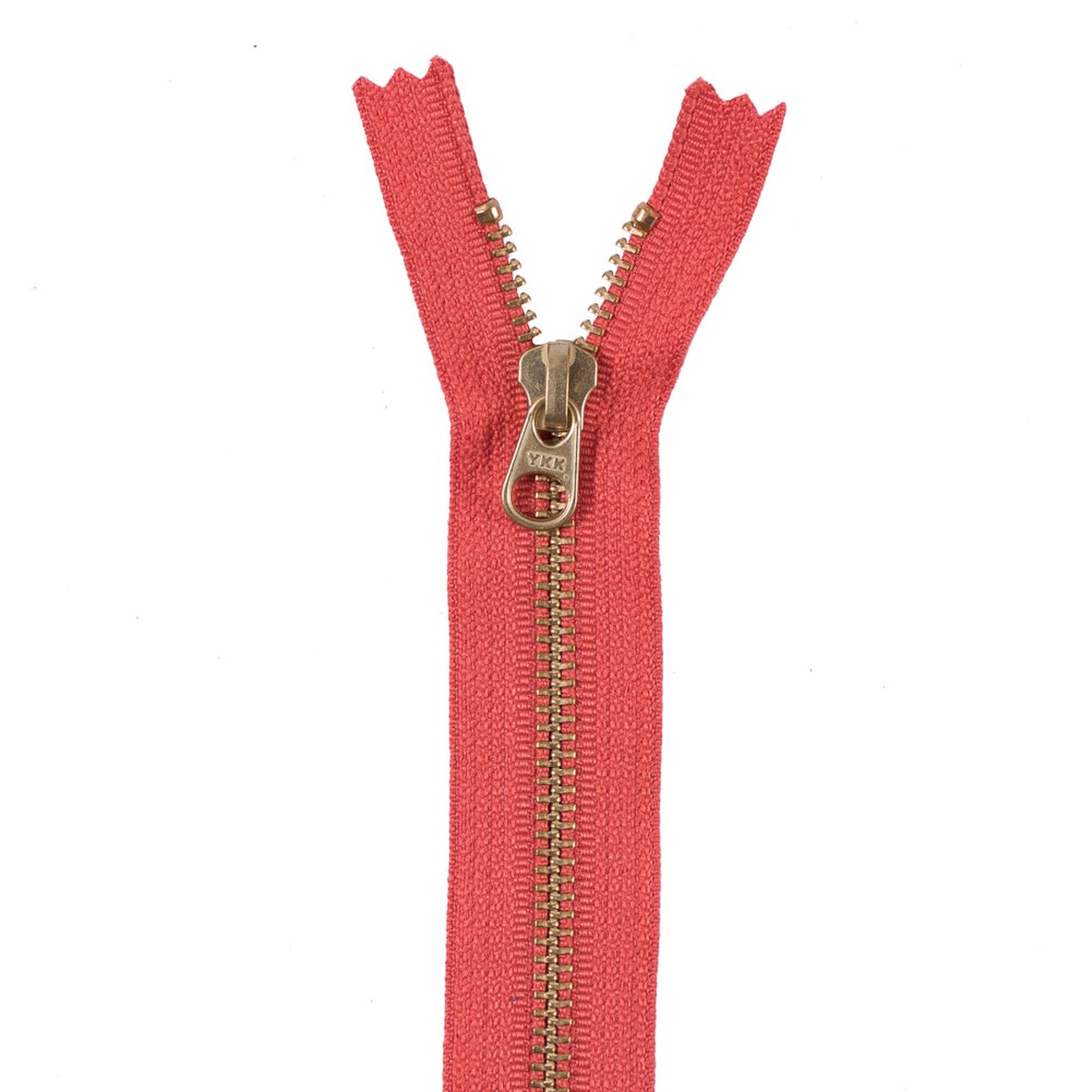Metal Zipper with Gold Pull and Teeth 6 - Pale Orange