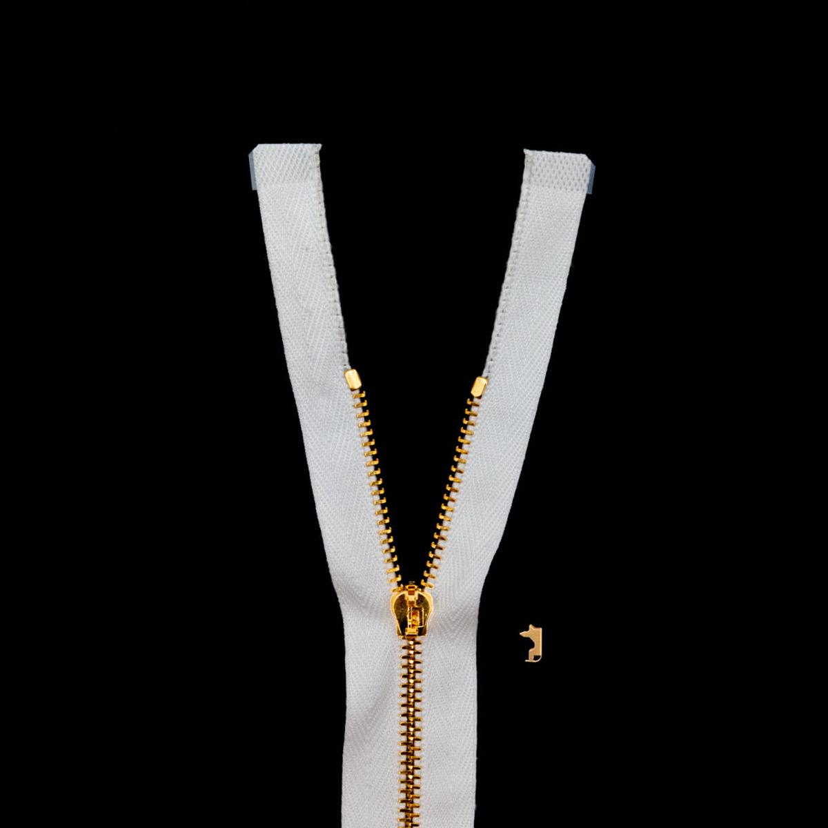 Mood Exclusive Italian Off-White and Gold T3 Open End Metal Zipper - 27.5"