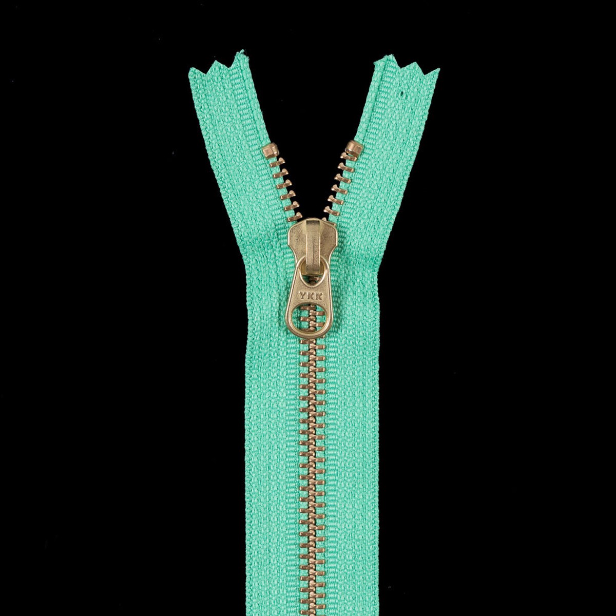 Metal Zipper with Gold Pull and Teeth 45 - Bright Green
