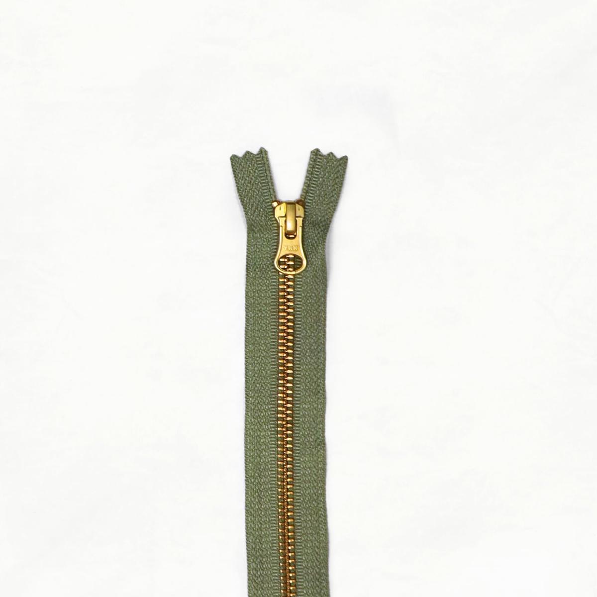 12" Brass Zipper - Sage