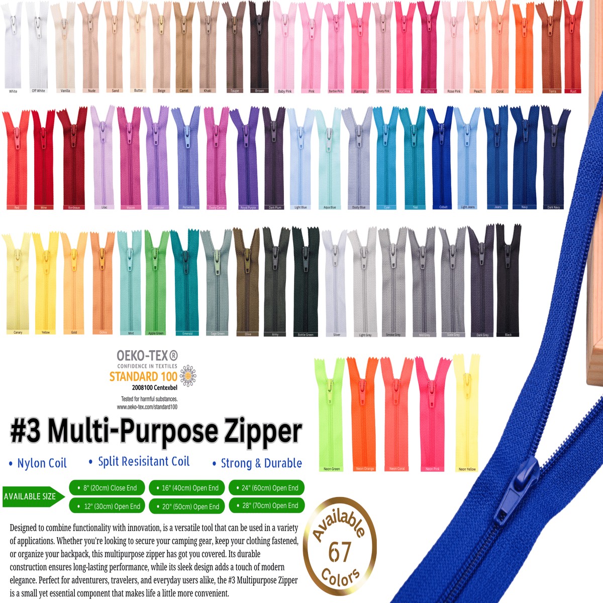 #3 Multi-Purpose Zipper - 20" (50cm) Open End