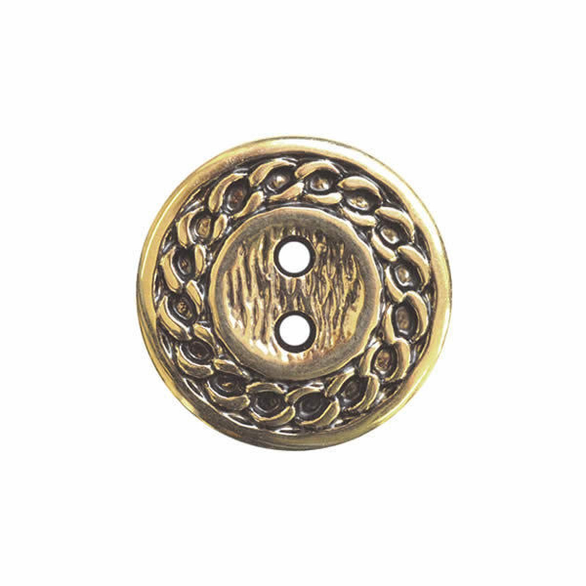 Gold Blazer Button Rope Chain Edge 2 Hole Sew Through 15mm 18mm Pack of 6