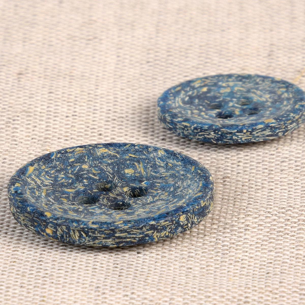 Natural Rice Husk Buttons, 20mm - French Blue