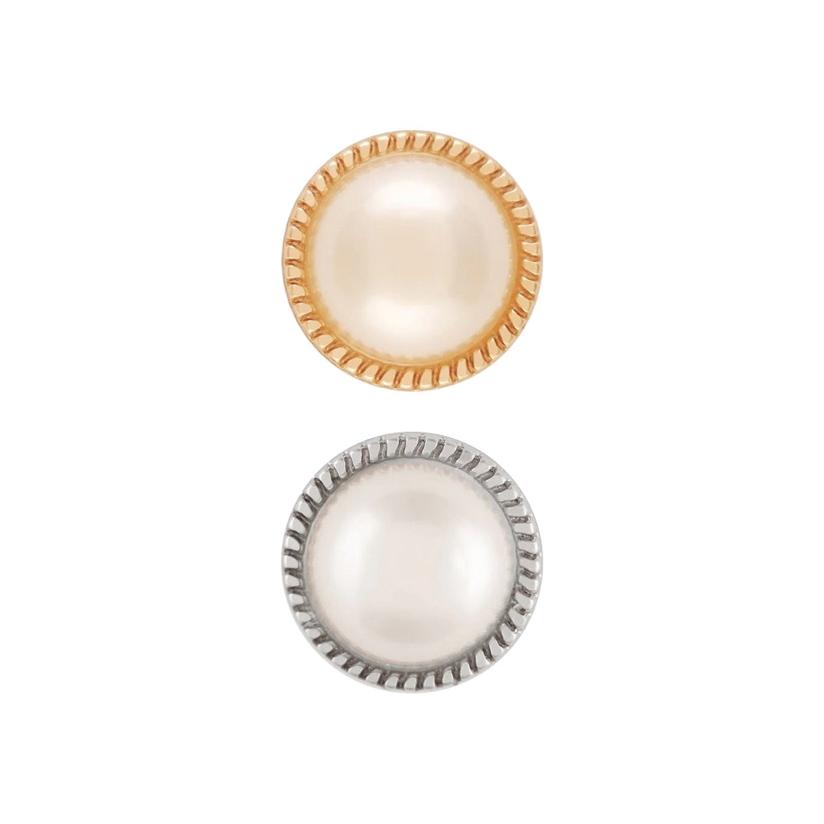 Shiny Gold & Silver Round Shape Pearl Button